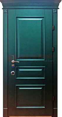 Зеленая входная филенчатая дверь с виноритом ДВТ-62 в Смоленске