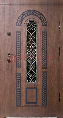 Стальная коричневая дверь с виноритом и МДФ ДВТ-81 в Смоленске