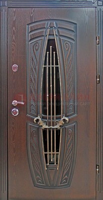 Стальная коричневая дверь с виноритом и МДФ ДВТ-83 в Смоленске