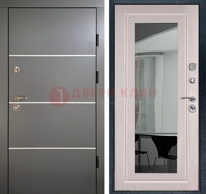 Черная металлическая дверь с зеркалом ДЗ-12 в Смоленске
