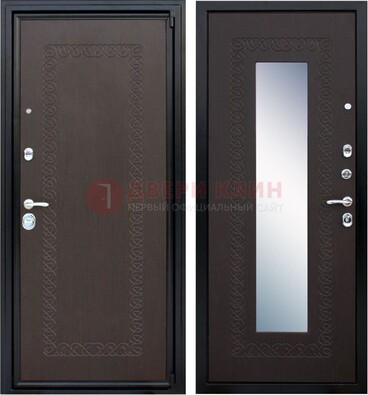Темная стальная дверь с зеркалом ДЗ-20 в Смоленске