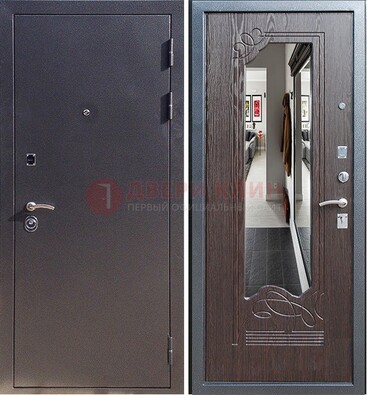 Черная входная дверь с зеркалом МДФ внутри ДЗ-29 в Смоленске