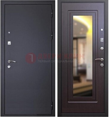 Черная железная дверь с зеркалом ДЗ-30 в Краснознаменске