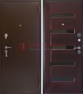Темная железная дверь с зеркалом ДЗ-42 в Смоленске