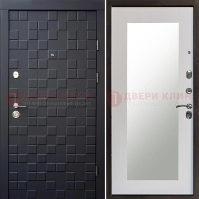 Черная стальная дверь МДФ и зеркалом ДЗ-50 в Смоленске
