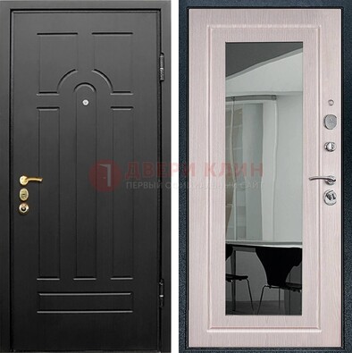 Темная стальная дверь с МДФ Капучино и зеркалом ДЗ-55 в Смоленске