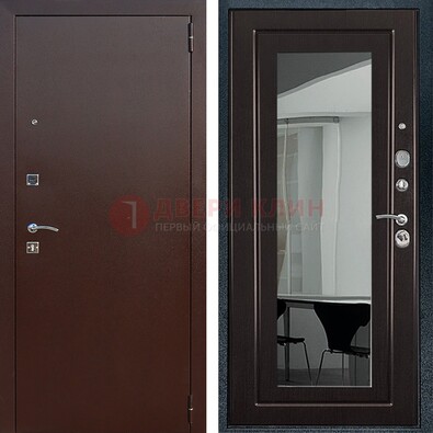 Металлическая дверь с порошковым напылением с МДФ и зеркалом ДЗ-61 в Смоленске