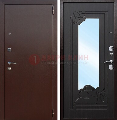 Входная дверь с порошковым напылением Медный антик/Венге с зеркалом ДЗ-64 в Смоленске