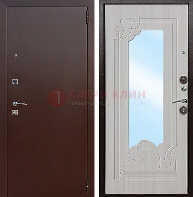 Стальная дверь с порошковым покрытием с резной МДФ и зеркалом ДЗ-66 в Смоленске