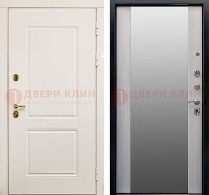 Белая стальная дверь с большим зеркалом ДЗ-73 в Смоленске