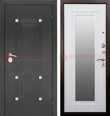 Стальная черная дверь МДФ с зеркалом ДЗ-76 в Смоленске