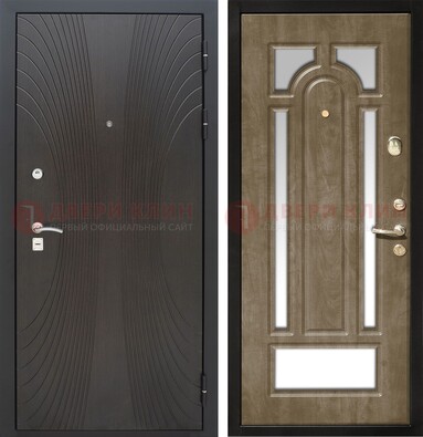 Темная металлическая дверь МДФ с различными зеркальными вставками внутри ДЗ-82 в Смоленске