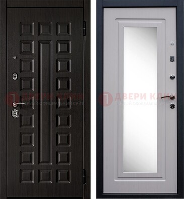 Черная филенчатая металлическая дверь МДФ с зеркалом ДЗ-83 в Смоленске