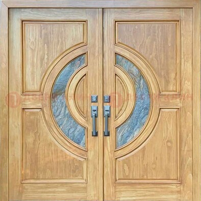 Двухстворчатая металлическая дверь с витражом ВЖ-11 в Смоленске