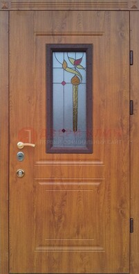 Железная дверь с МДФ и витражом ВЖ-24 в Павловском Посаде